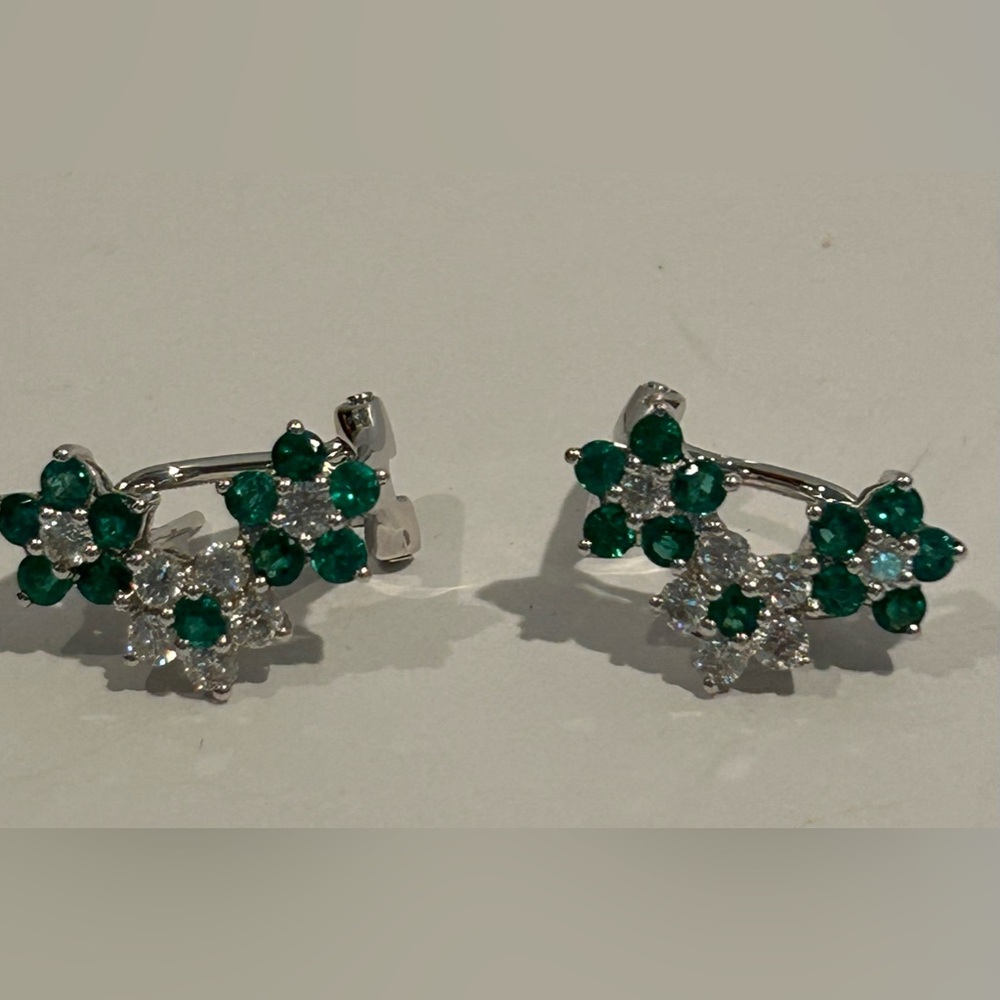 Diamond Emerald Daisy 18k Earrings $4500